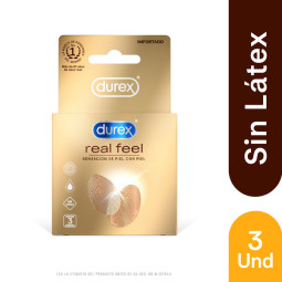 PRESERVATIVO DUREX REAL FEEL SIN LATEX 3 UNIDADES