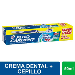 FLUO CARDENT CREMA TRIPLE ACCION MAX 50 ML + CEPILLO