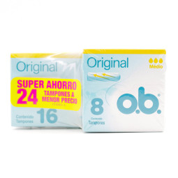 TAMPON OB ORIGINAL MEDIO 16 UNIDADES+ORIGINAL MEDIO 8 UNIDADES