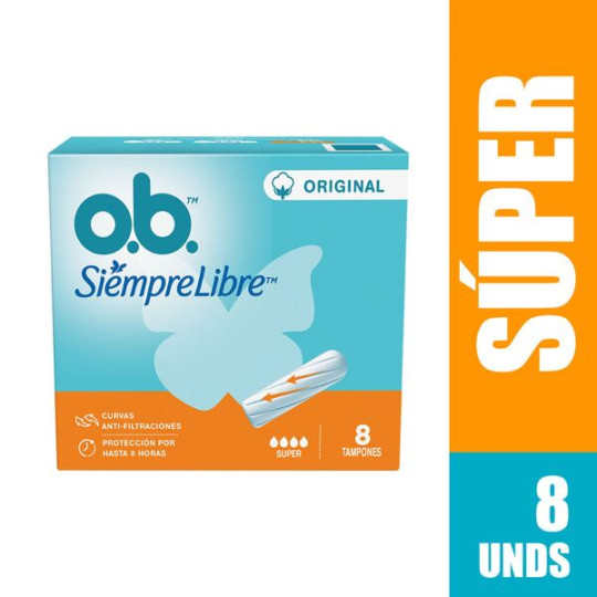 TAMPON OB SUPER ORIGINAL SIEMPRE LIBRE 8 UNIDADES