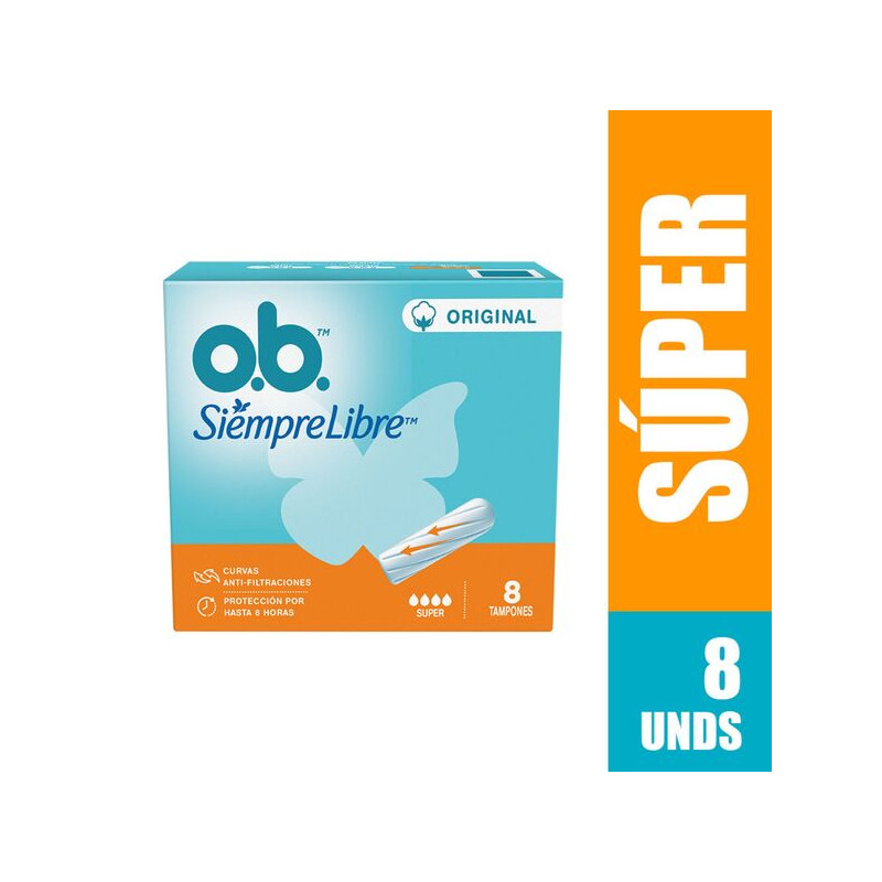 TAMPON OB SUPER ORIGINAL SIEMPRE LIBRE 8 UNIDADES