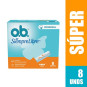 TAMPON OB SUPER ORIGINAL SIEMPRE LIBRE 8 UNIDADES