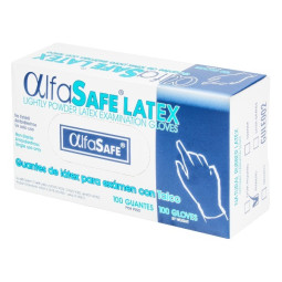 GUANTE EXAMEN LATEX CON TALCO TALLA PEQUEÑO 100 UNIDADES ALFASAFE