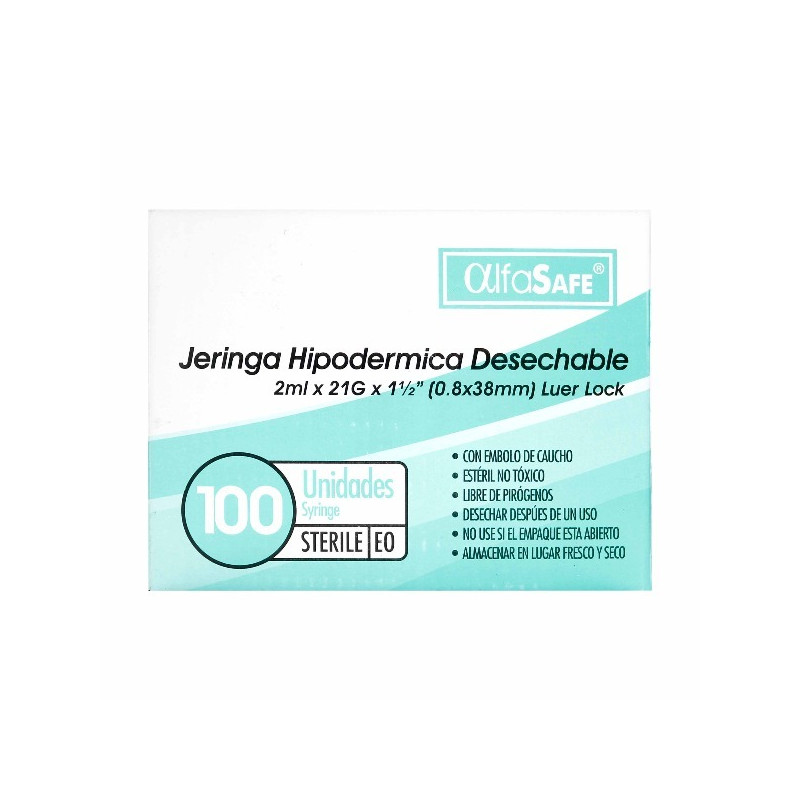 JERINGA 2ML 100 UNIDADES ALFASAFE