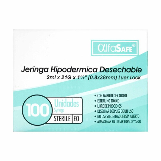 JERINGA 2ML 100 UNIDADES ALFASAFE