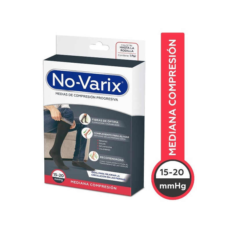 NOVARIX MEDIAS DE COMPRESION 15-20MMHG HOMBRE TALLA M COLOR NEGRO