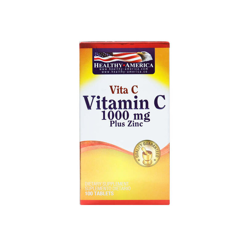 VITAMINA C PLUS ZINC 1000 MG 100 TABLETAS HEALTHY AMERICA