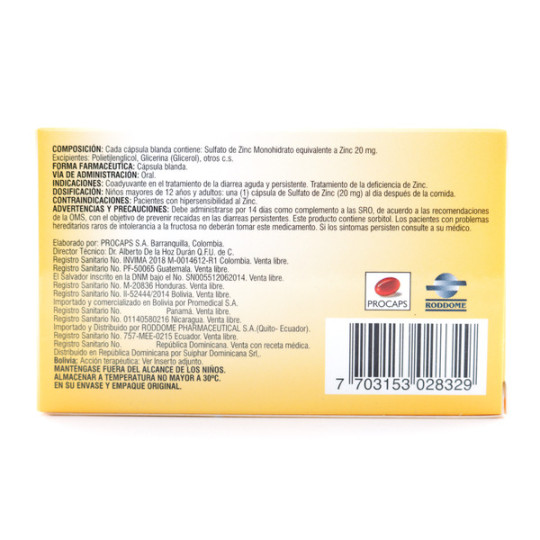 FORTZINK 20 MG 20 CAPSULAS BLANDAS