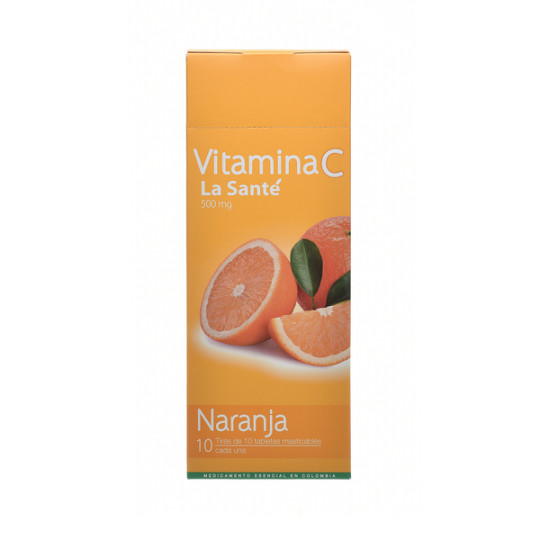 VITAMINA C 500MG NARANJA 100 TABLETAS MASTICABLES LA SANTE