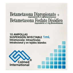 BETAMETASONA DIPROPIONATO BETAMETASONA FOSFATO DISODICO 5/2MG  1 ML 10 AMPOLLAS