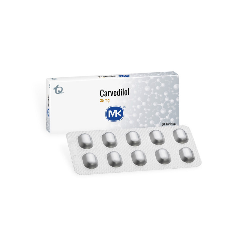 CARVEDILOL 25 MG 30 TABLETAS MK