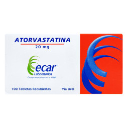 ATORVASTATINA 20 MG 100 TABLETAS ECAR