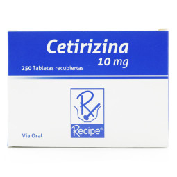CETIRIZINA 10 MG 250 TABLETAS RECUBIERTAS RECIPE