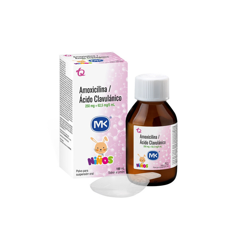 AMOXICILINA ACIDO CLAVULANICO 250/62.5MG SUSPENSION ORAL 100 ML NIÑOS MK