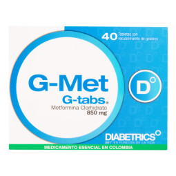 G MET 850 MG 40 TABLETAS CON RECUBRIMIENTO DE GELATINA