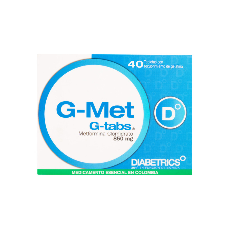 G MET 850 MG 40 TABLETAS CON RECUBRIMIENTO DE GELATINA