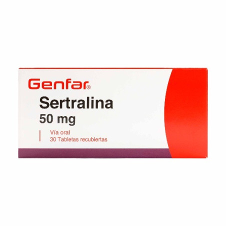 SERTRALINA 50 MG 30 TABLETAS RECUBIERTAS GENFAR