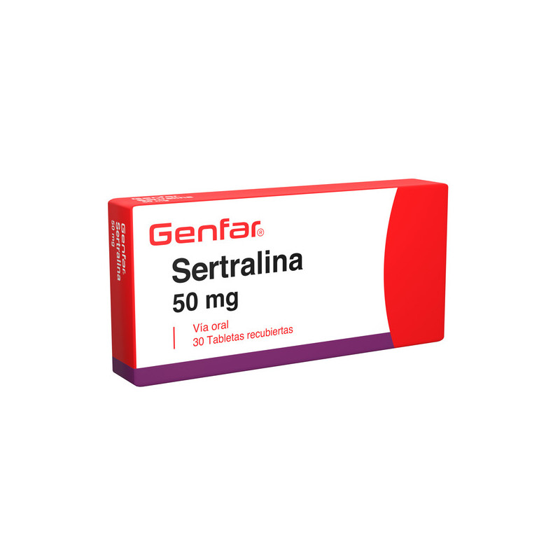 SERTRALINA 50 MG 30 TABLETAS RECUBIERTAS GENFAR