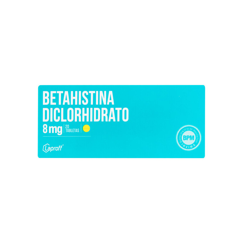 BETAHISTINA 8 MG 20 TABLETAS LAPROFF