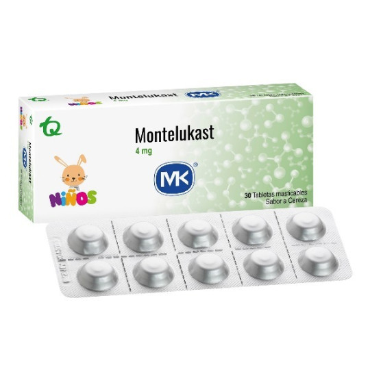 MONTELUKAST 4 MG 30 TABLETAS MASTICABLES MK