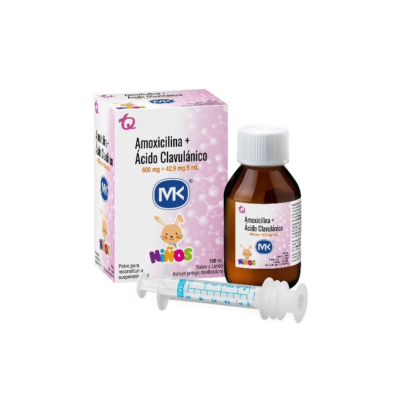 AMOXICILINA ACIDO CLAVULANICO 600/42.9MG SUSPENSION ORAL 100 ML NIÑOS MK