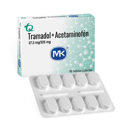 TRAMADOL ACETAMINOFEN 37.5/325MG 10 TABLETAS RECUBIERTAS MK