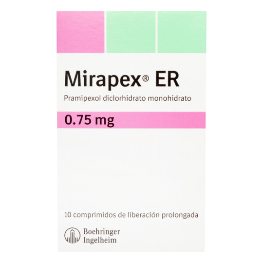 MIRAPEX ER 0.75 MG 10 COMPRIMIDOS DE LIBERACION PROLONGADA