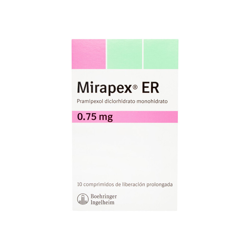 MIRAPEX ER 0.75 MG 10 COMPRIMIDOS DE LIBERACION PROLONGADA