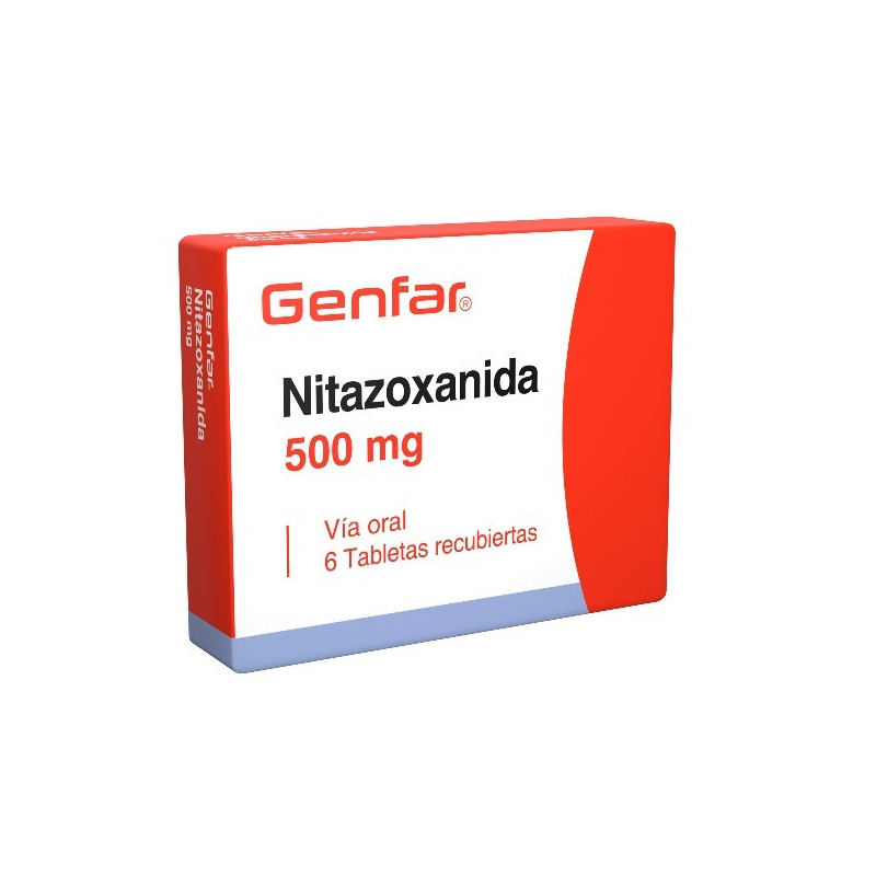 NITAZOXANIDA 500 MG 6 TABLETAS RECUBIERTAS GENFAR