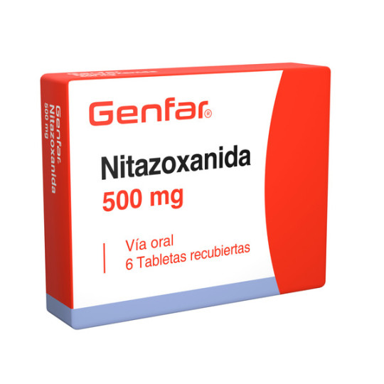 NITAZOXANIDA 500 MG 6 TABLETAS RECUBIERTAS GENFAR