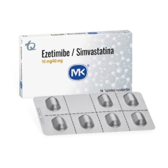 EZETIMIBA SIMVASTATINA 10/40MG 14 TABLETAS RECUBIERTAS MK