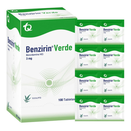 BENZIRIN VERDE 3 MG EUCALIPTO 100 TABLETAS