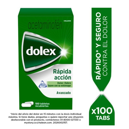 DOLEX 500 MG 100 TABLETAS RECUBIERTAS RAPIDA ACCION AVANZADA