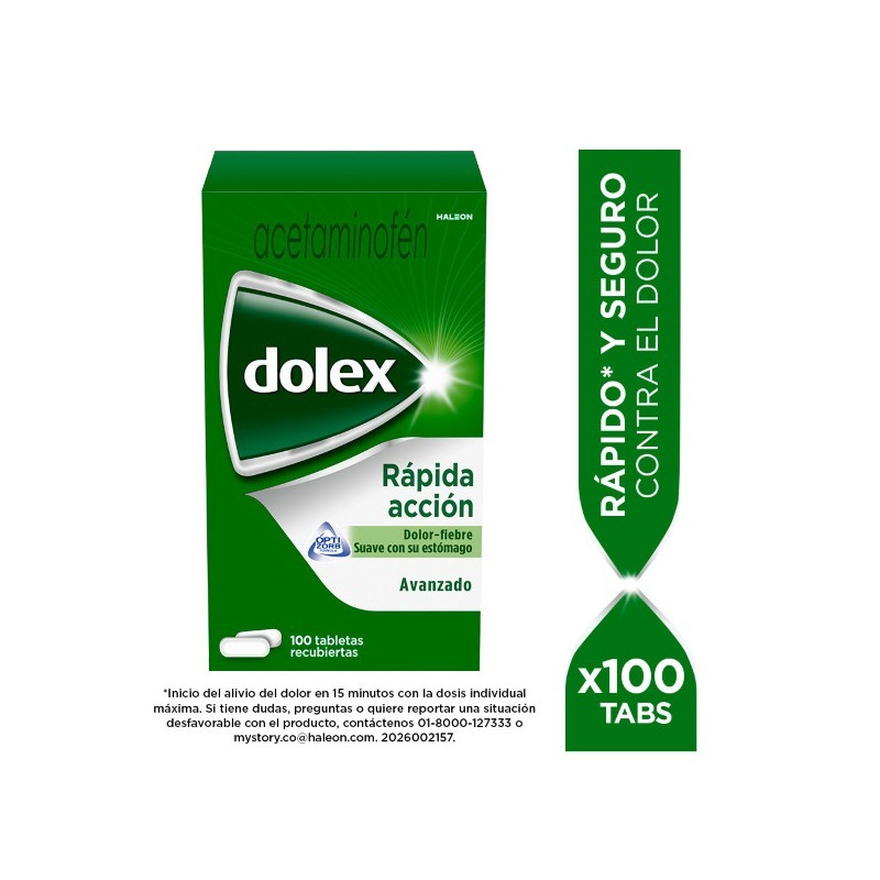 DOLEX 500 MG 100 TABLETAS RECUBIERTAS RAPIDA ACCION AVANZADA