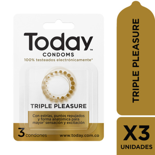 PRESERVATIVO TODAY TRIPLE PLEASURE 3 UNIDADES