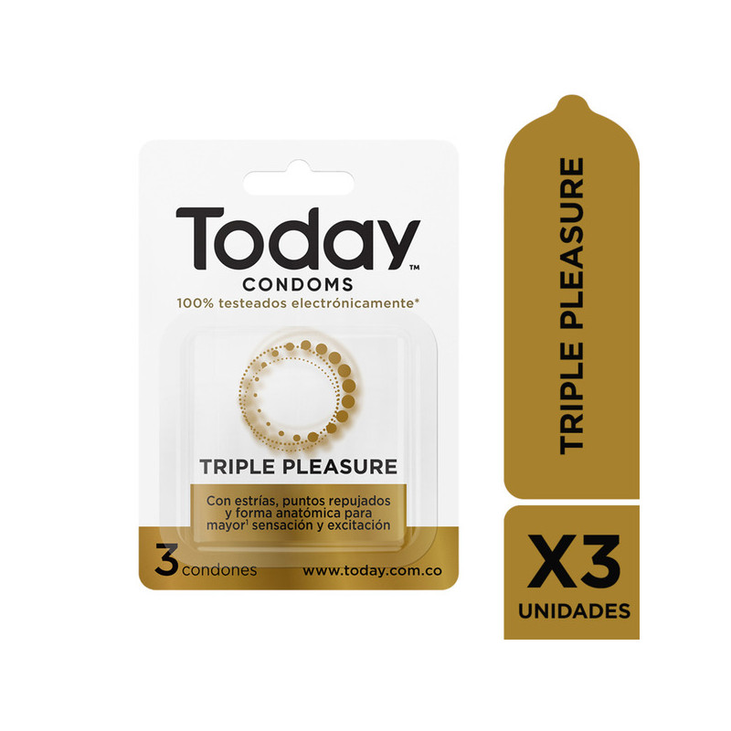 PRESERVATIVO TODAY TRIPLE PLEASURE 3 UNIDADES