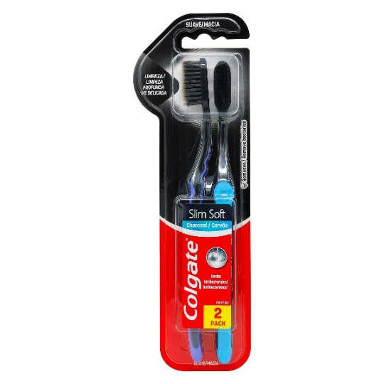 COLGATE CEPILLO SLIMSOFT CARBON ACTIVADO 2 UNIDADES