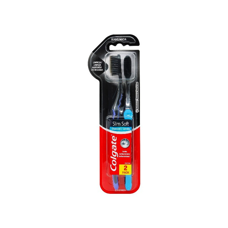 COLGATE CEPILLO SLIMSOFT CARBON ACTIVADO 2 UNIDADES