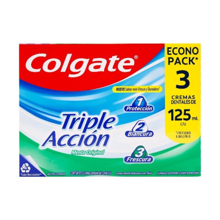 COLGATE CREMA TRIPLE ACCION 3 UNIDADES 125 ML
