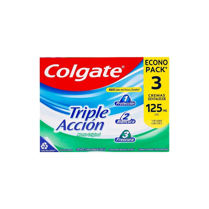 COLGATE CREMA TRIPLE ACCION 3 UNIDADES 125 ML