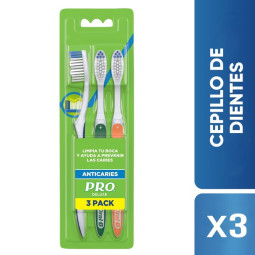 PRO CEPILLO DENTAL ANTICARIES DELUXE MEDIO 3 UNIDADES