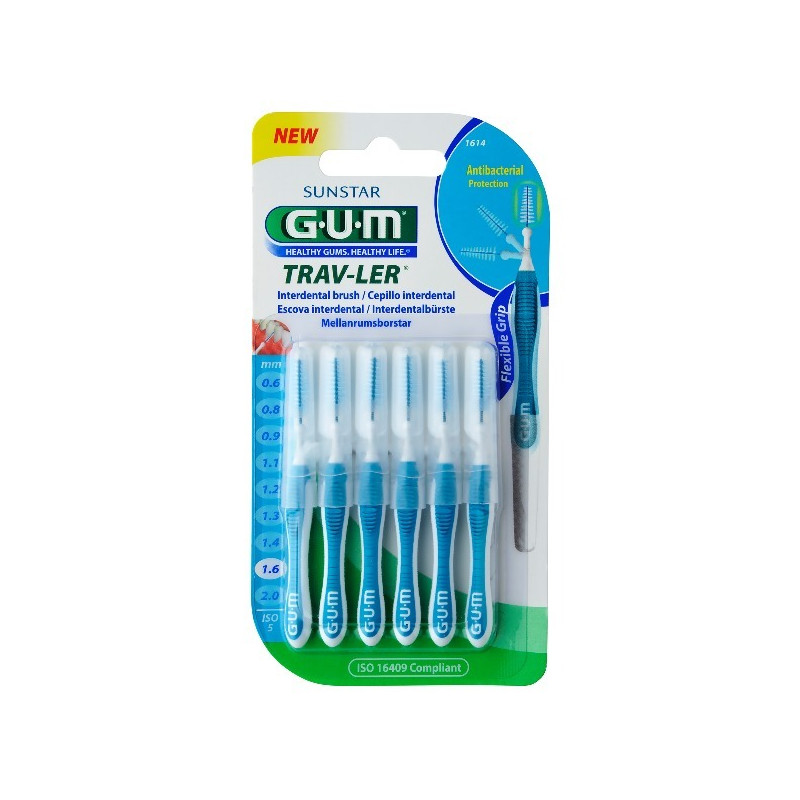 GUM CEPILLO INTERDENTAL PROXABRUSH MEDIANO CONICO 6 UNIDADES