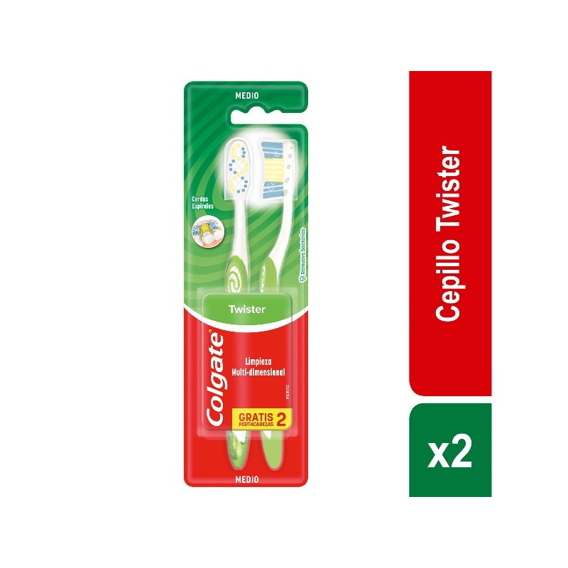 COLGATE CEPILLO TWISTER MEDIO 2 UNIDADES
