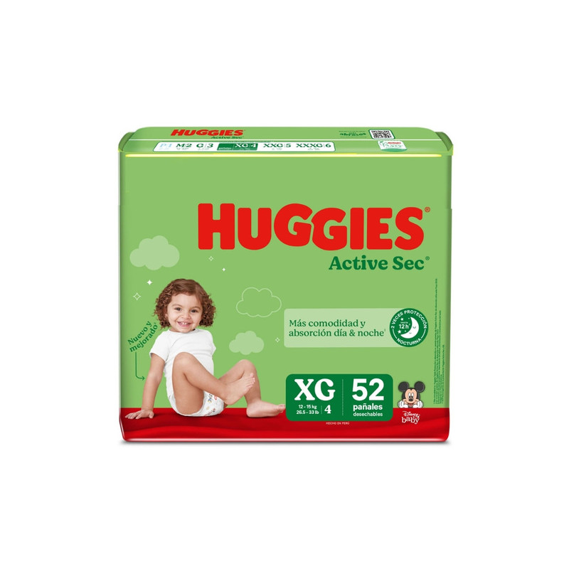 HUGGIES PANTS ACTIVE SEC ETAPA 4 52 UNIDADES