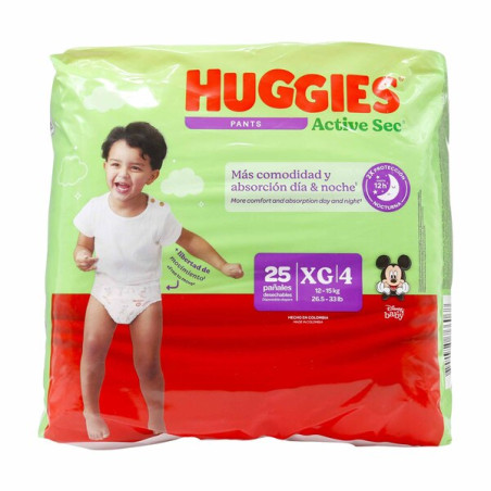 HUGGIES ACTIVE SEC PANTS AJUSTE PERFECTO ETAPA 4 25 UNIDADES