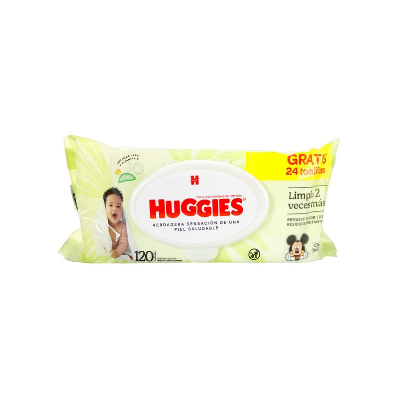 HUGGIES TOALLITAS HUMEDAS LIMPIEZA EFECTIVA PAGUE 96 LLEVE 120 UNIDADES