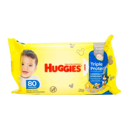HUGGIES TOALLITAS HUMEDAS CON ALOE VERA Y MANZANILLA 80 UNIDADES