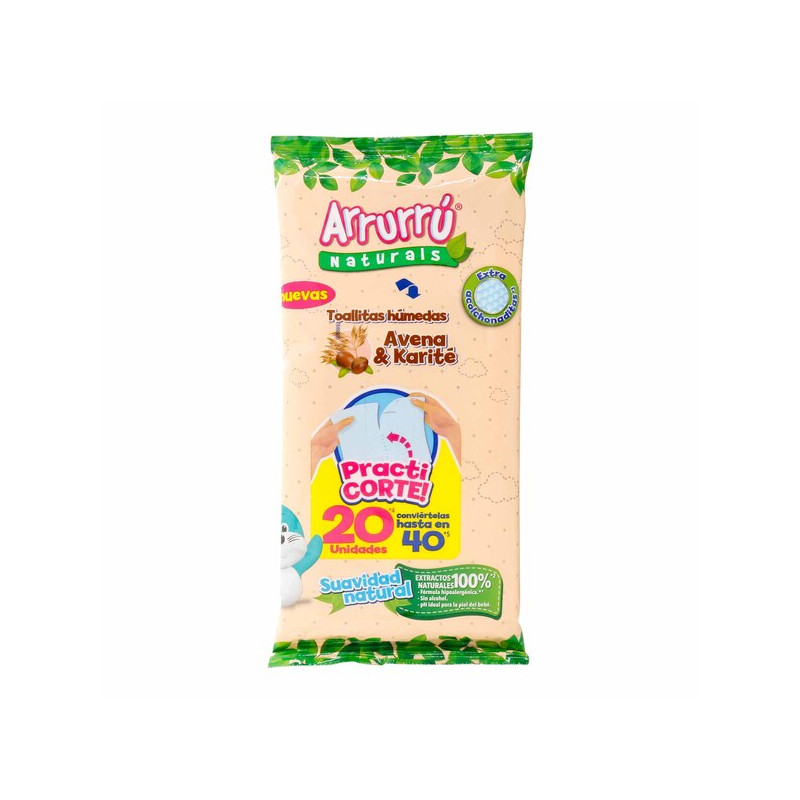 ARRURRU TOALLITAS HUMEDAS AVENA PRACTICORTE 20 UNIDADES