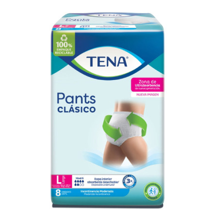 TENA PANTS COMFORT L 8 UNIDADES