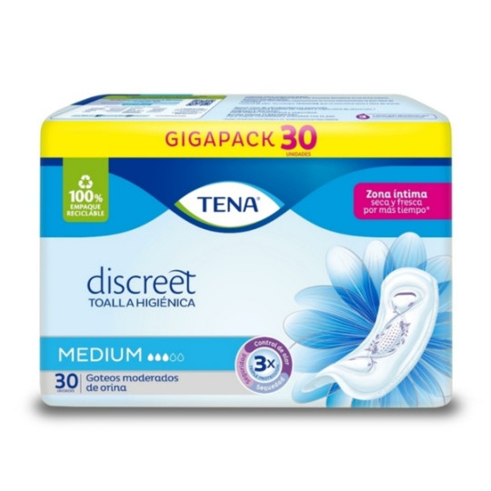 TENA MUJER TOALLAS MEDIUM 30 UNIDADES